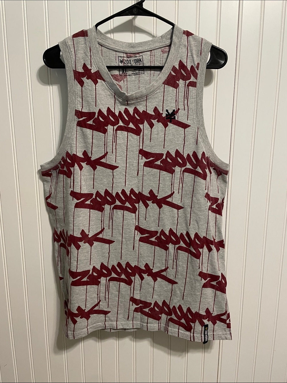 Zoo York Grey Tank with Burgundy Graffiti Logo